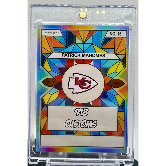 Patrick Mahomes SP Stained Glass Cracked Ice Holographic Custom Trading Card 918 - Picture 2 of 2